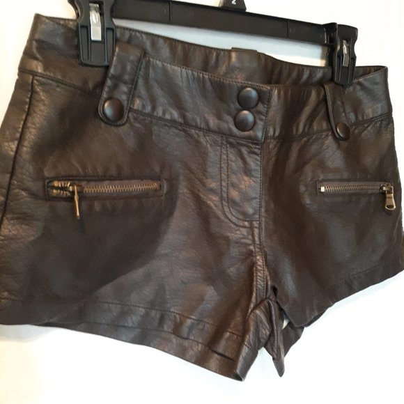 Max Rave Brown "Leather" Shorts - Picture 2 of 6